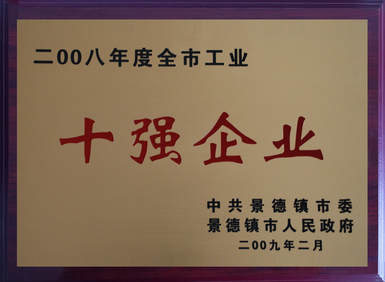 2008年度景德镇市工业十强企业